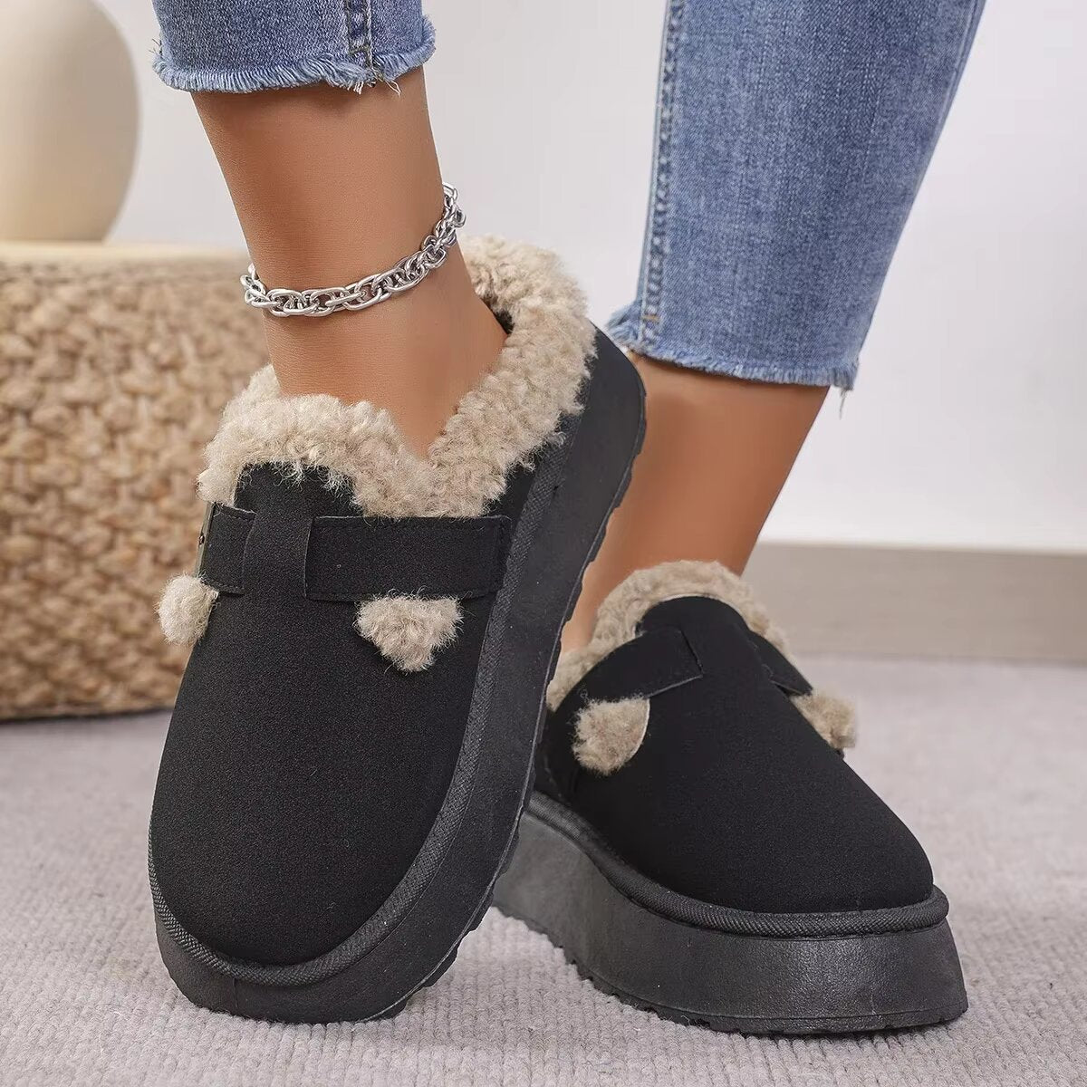 Retro Plush Bean Shoes